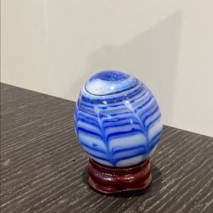 Blue Art Glass on stand - vintage